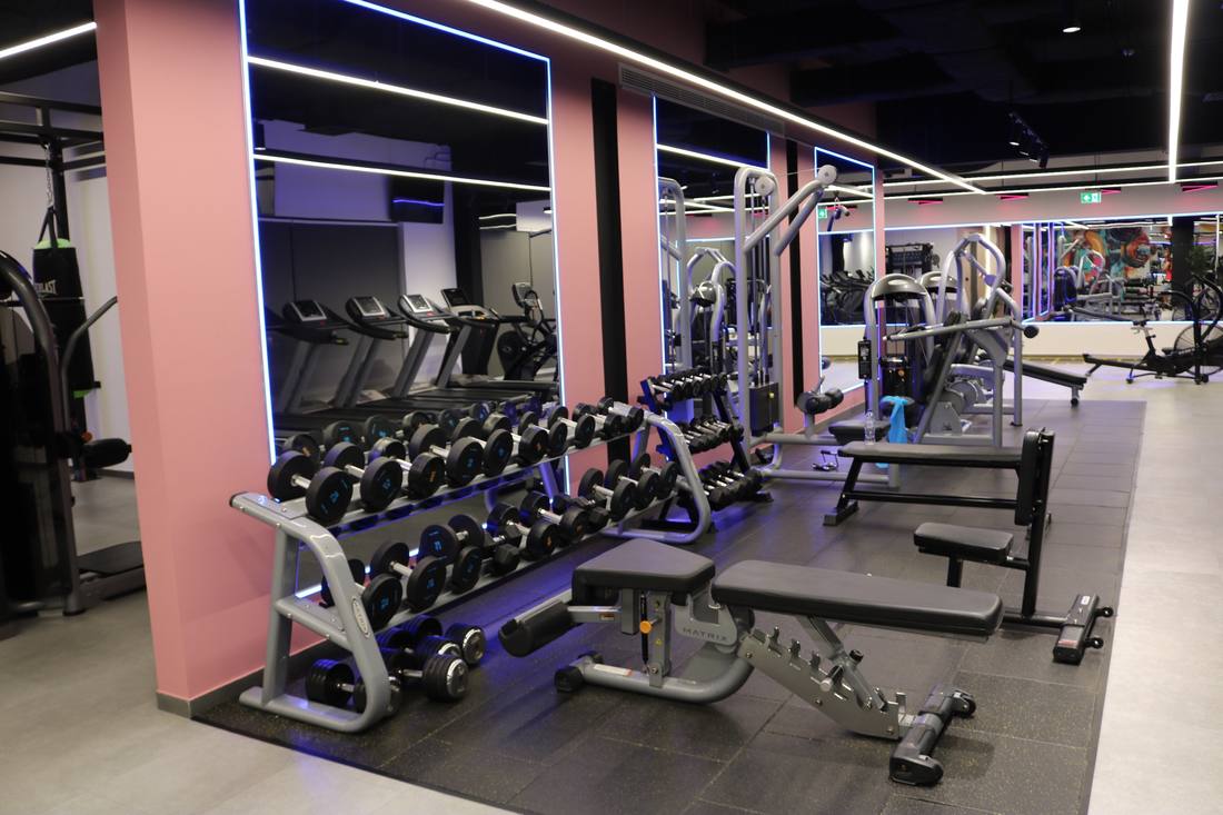 Ladies gym dumbbell rack and cable machines